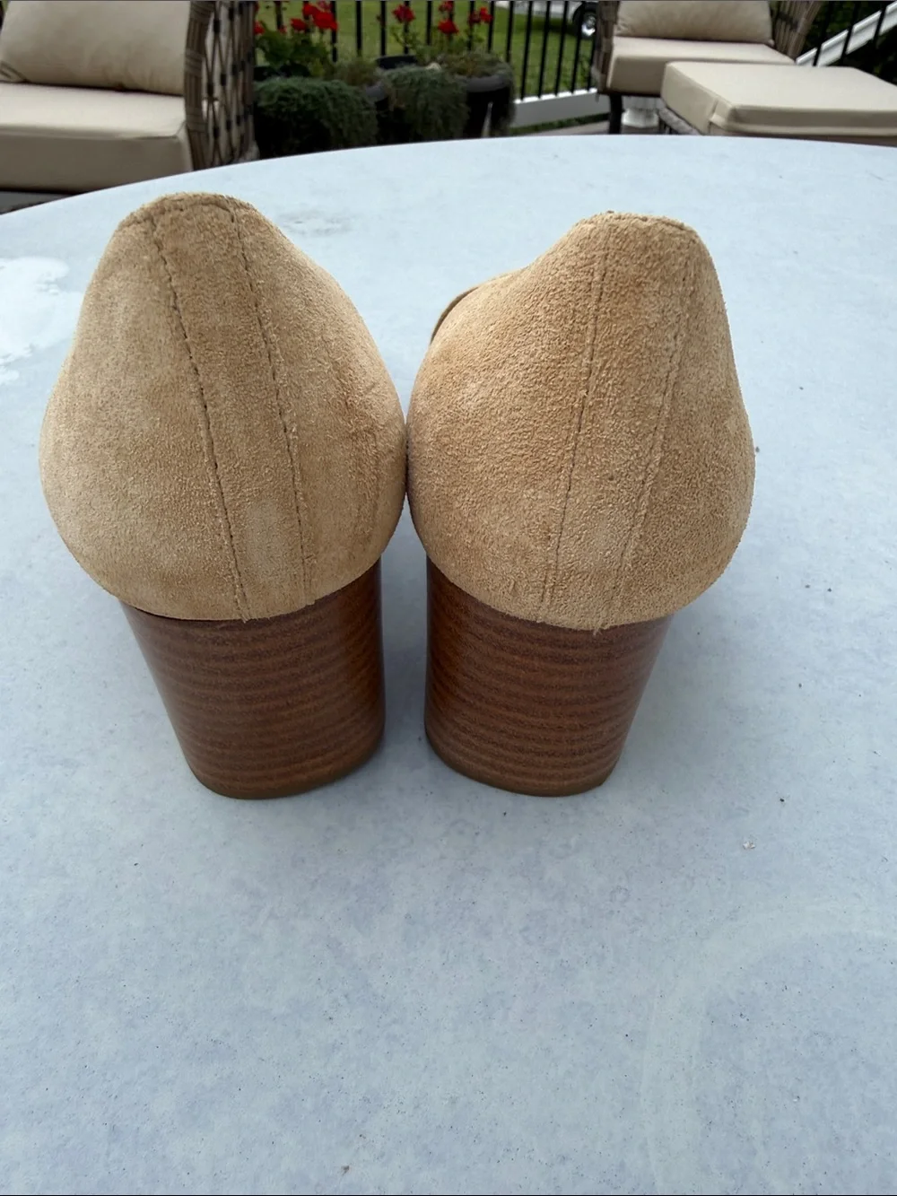 Talbots Tan Suede Block Heel Pumps 7.5